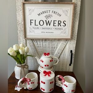 Cherry Design Ceramic Tea Set-please see pictures and read description!!
